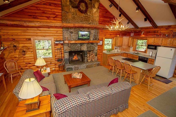 Large open-concept living and kitchen area